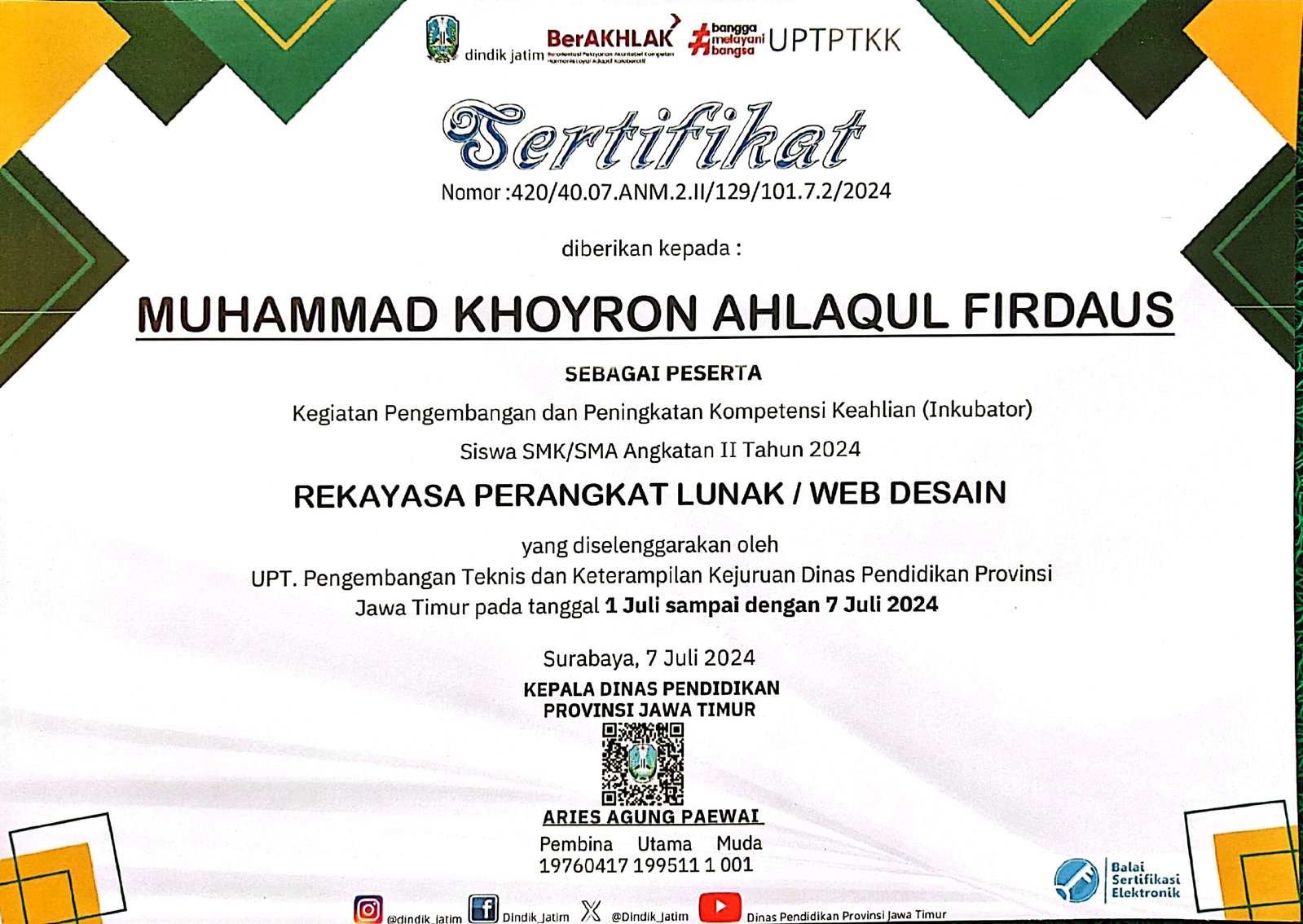Inkubator Peningkatan Kompetensi Keahlian RPL / Web Desain